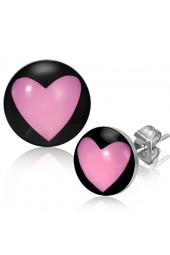 SALE - 7mm plieniniai auskarai ,,Love Heart"